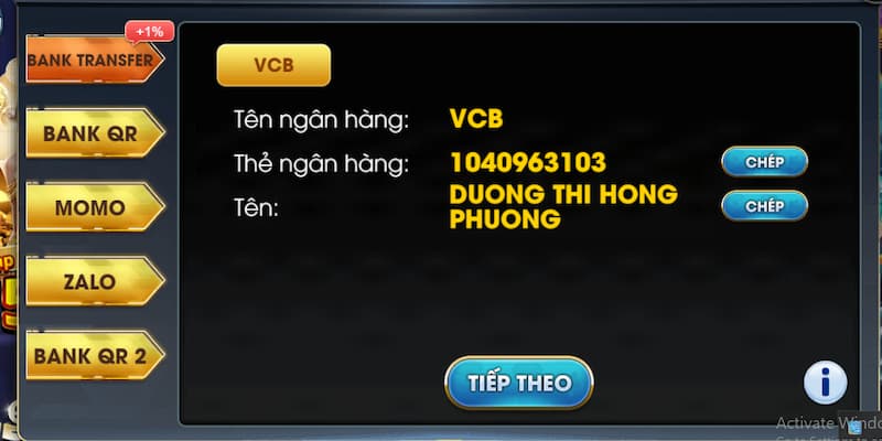 Một số cách nạp tiền của nhà cái 999bet
